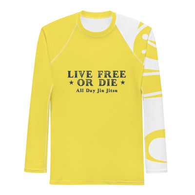 Live Free Snake Sleeved ADJJ Men's Rash Guard Yellow