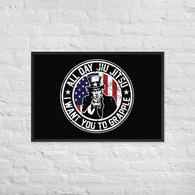 Uncle Sam All Day Jiu Jitsu Framed poster