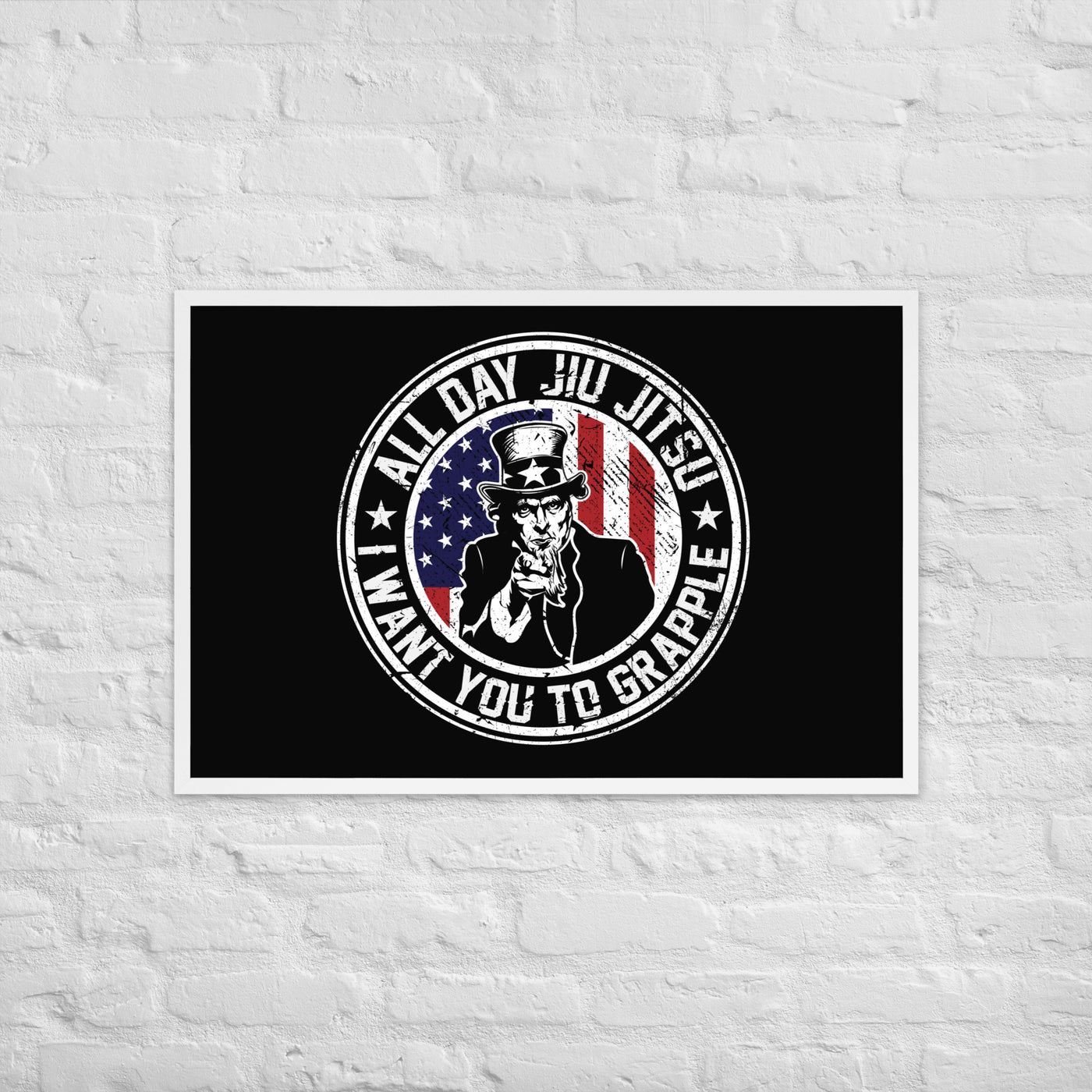 Uncle Sam All Day Jiu Jitsu Framed poster